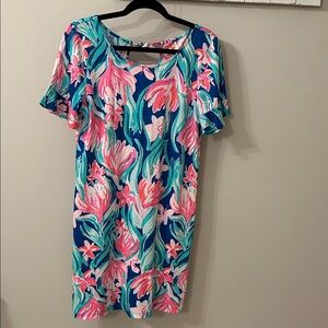 Lilly Pulitzer Blue and Pink Floral Midi Dress